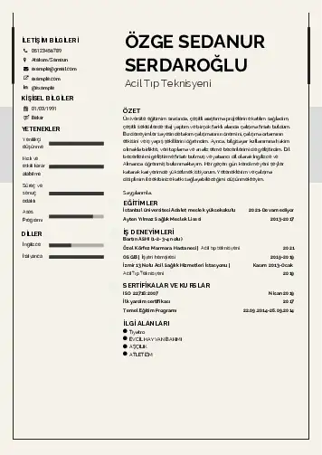 Acil Tıp Teknisyeni CV Örnekleri cv indir